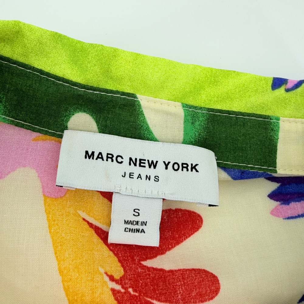 Marc New York Jeans Tropical Leaf Print Button Up Shirt Top Cropped Size S - Picture 3 of 6